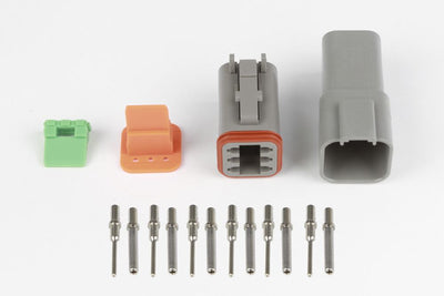 Plug and Pins Only - Matching Set of Deutsch DT-6 Connectors (DT06-6S + DT04-6P) - ( 13 Amp)