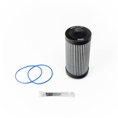 Service kit for Injector Dynamics F1250 filter. Includes new filter element, pair of housing o-rings, and grease for o-rings.