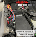 Mounting solution for RCR-Force® 12 and SP9100 power modules (for under hood) and switch panel (for mounting beneath the driver’s A-pillar grab handle) fits 2019 - 2023 Jeep JL and JT with a gas engine image 4