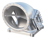 123mm Billet elbow 4500 flange with 2 built in burst panels and divider BLACK image 5