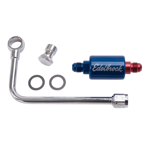 Single Feed Fuel Line #8131 Chrome With Blue Anodized Aluminum Filter