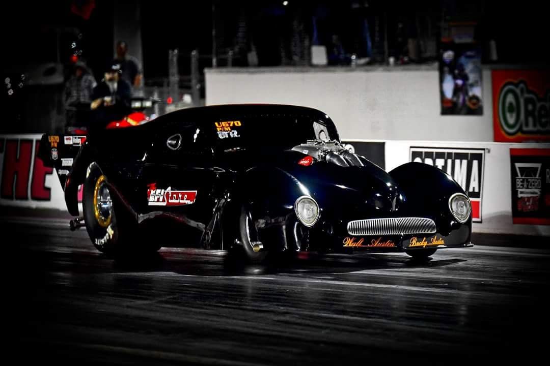 Willys Pro Mod launching at the track