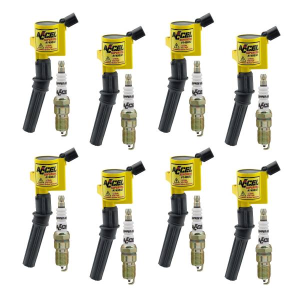 ACCEL - ACCEL Ignition Upgrade Kit- 1998-2008 Ford 4.6L/5.4L/6.8L 2-valve egines, yellow, 8-pack 811432