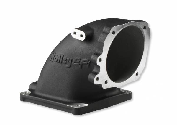 Holley EFI - Cast Aluminum 4500 EFI Throttle Body Intake Elbow-Ford 5.0 To 4500-Black Finish 300-249BK