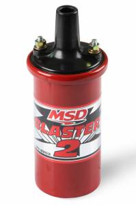 Ignition - Single Coils - MSD - MSD Ignition Coil Blaster 2 Series (w/ballast resistor), Red, stock style ignition 8203